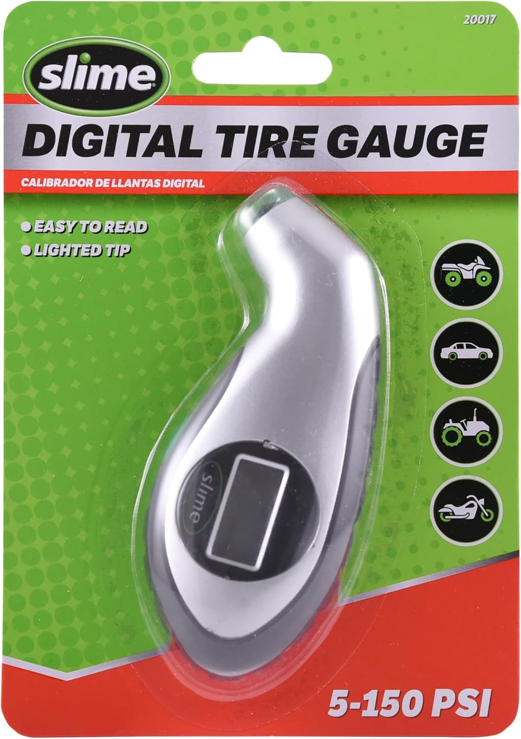 20017 Digital Tire Gauge 5-150 PSI with Lighted Tip