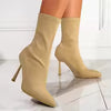 2025 women's peach rose red silk sock ankle boots with 11.5cm high heels, plus size 43, stylish and comfortable.