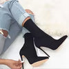 2025 women's peach rose red silk sock ankle boots with 11.5cm high heels, plus size 43, stylish and comfortable.