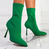 2025 women's peach rose red silk sock ankle boots with 11.5cm high heels, plus size 43, stylish and comfortable.