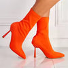 2025 women's peach rose red silk sock ankle boots with 11.5cm high heels, plus size 43, stylish and comfortable.