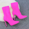 2025 women's peach rose red silk sock ankle boots with 11.5cm high heels, plus size 43, stylish and comfortable.
