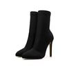 2025 women's peach rose red silk sock ankle boots with 11.5cm high heels, plus size 43, stylish and comfortable.