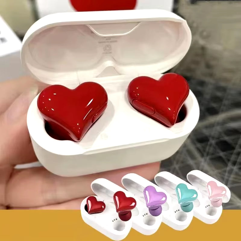 Bluetooth Wireless Heart-Shaped Earphones for Women - High-Quality Sport Music Earbuds, Perfect Gift for Girls