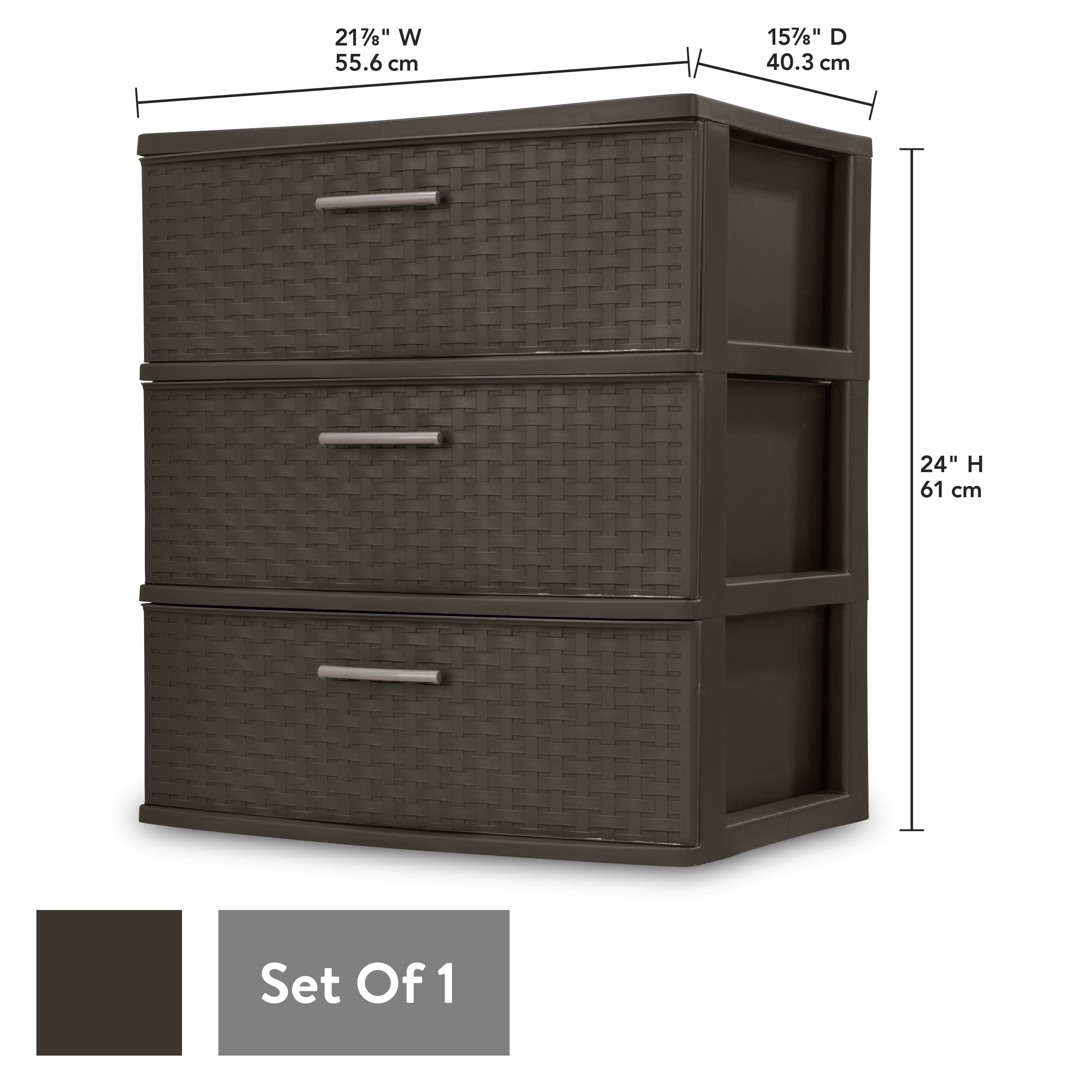 3 Drawer Wide Weave Tower Espresso