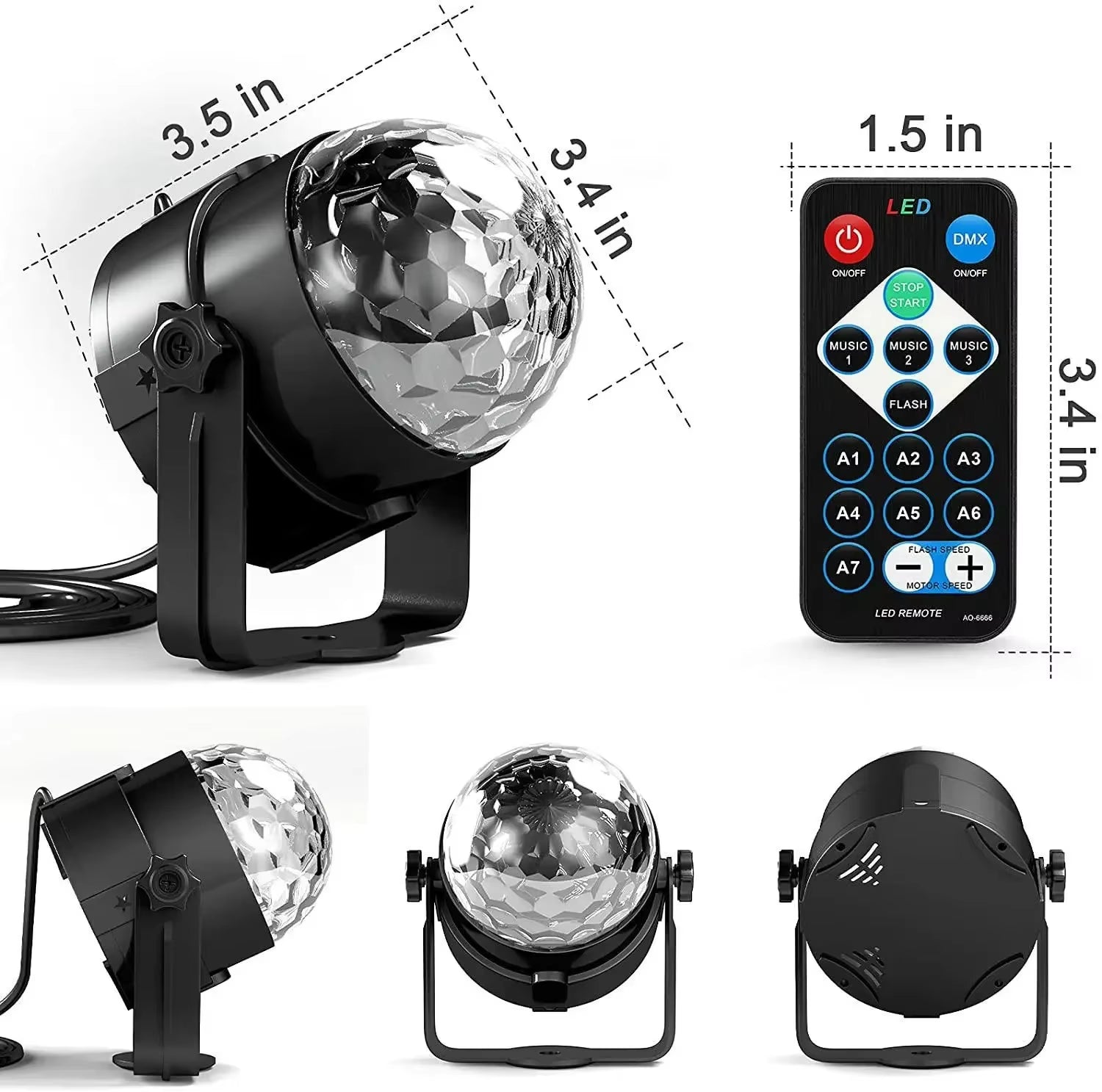 Rotating RGB LED Crystal Magic Ball Light for KTV, Bar, Disco, Party, DJ, and Christmas Decorations