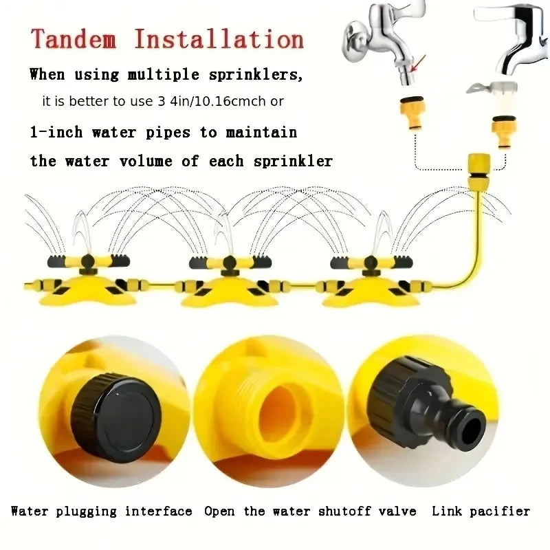 360-Degree Automatic Rotating Lawn Sprinkler for Large Area Irrigation