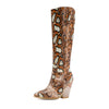 Black Pink Blue Knee High Boots Western Cowboy Boots for Women Long Winter Boots Pointed Toe Cowgirl Wedges Motorcycle Boots