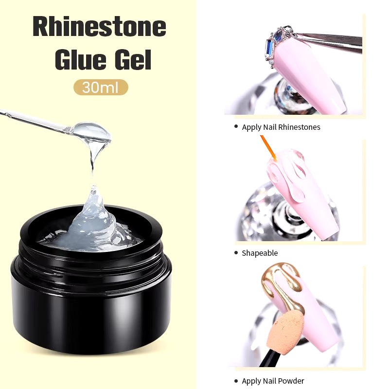 30ml Glitter Pink Hard Jelly Nail Extension Gel - Milky White Clear Soak Off UV Construction Gel