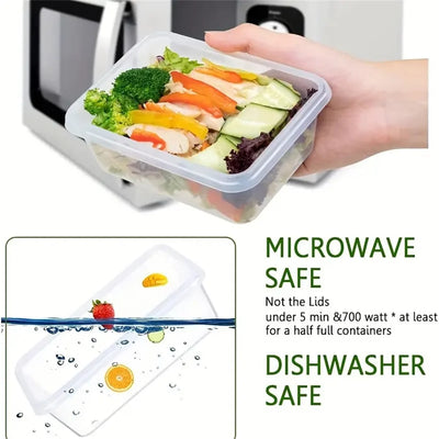 24pcs reusable plastic kitchen storage containers with flip lids, dishwasher safe, perfect for fruits, vegetables, and meat storage.
