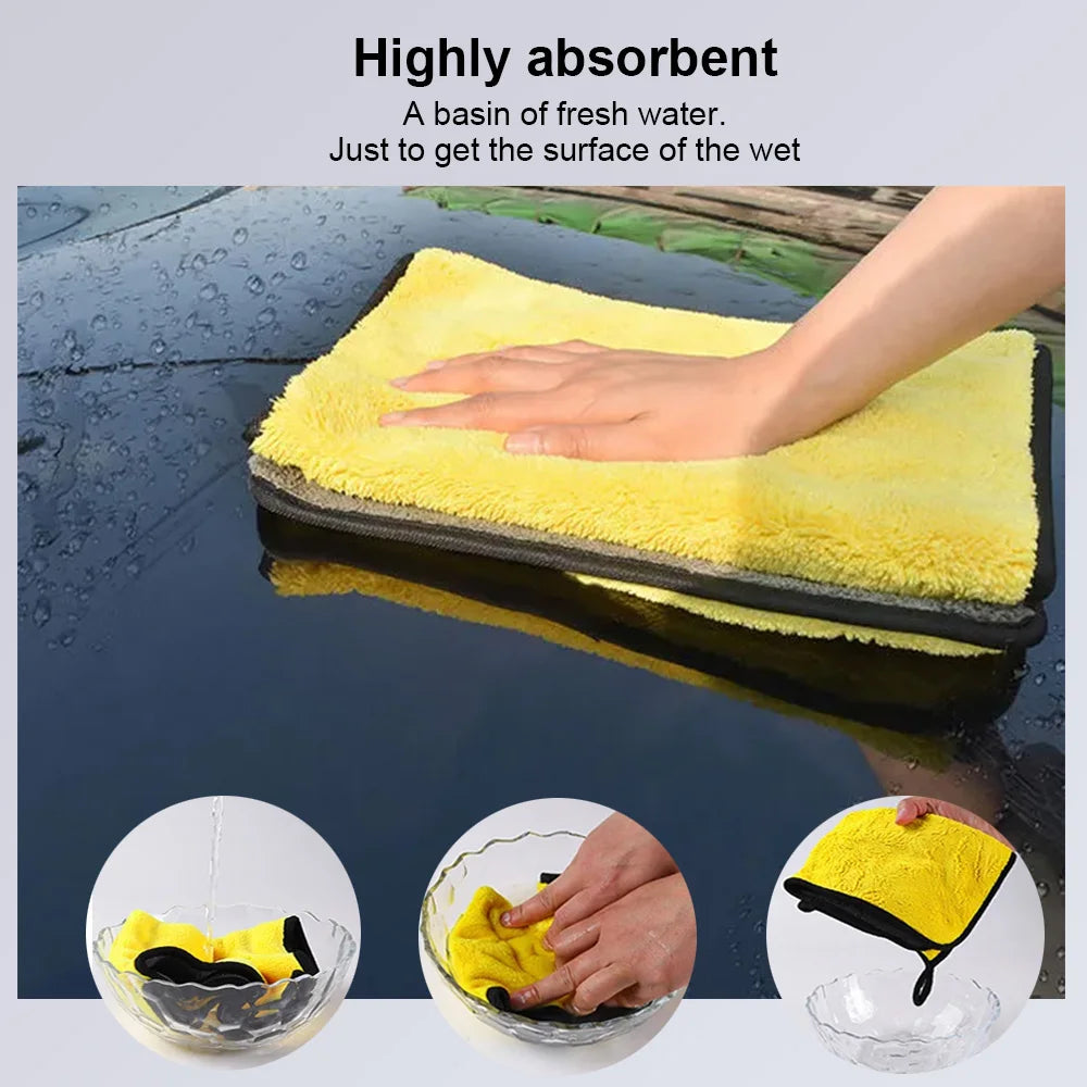 Microfiber Car Wash Towel - 30x30 cm (60 cm) Detailing and Drying Cloth with Hemmed Edges for Superior Car Care