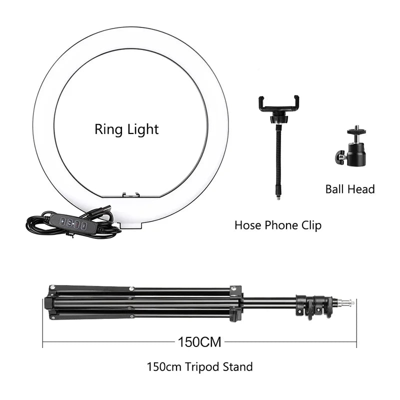 10-Inch LED Ring Light with Phone Clip and Tripod Stand for Selfie Videos and Live Photography on TikTok and YouTube