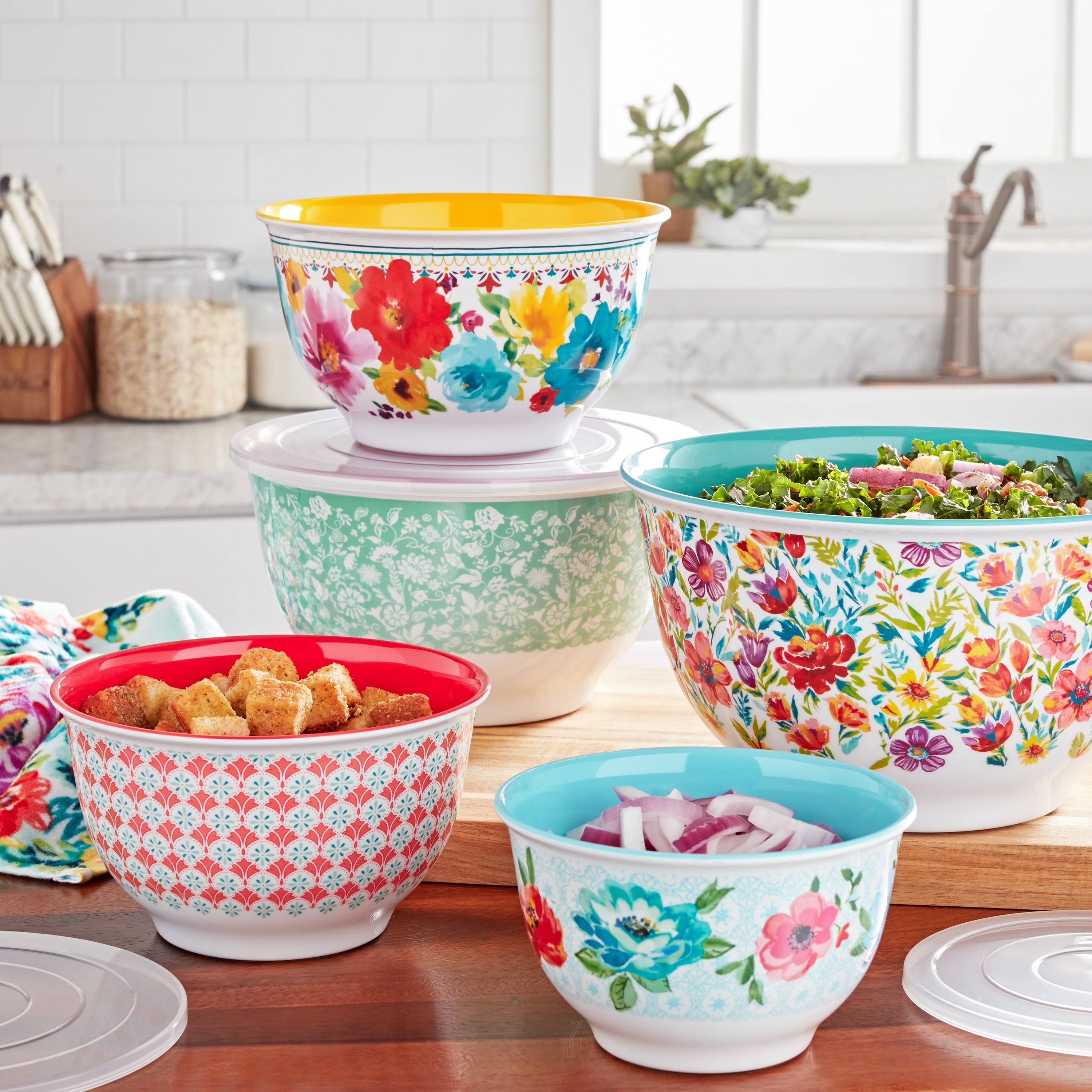 Melamine Mixing Bowl Set, 10-Piece Set, Petal Party - CommunityRateLLC