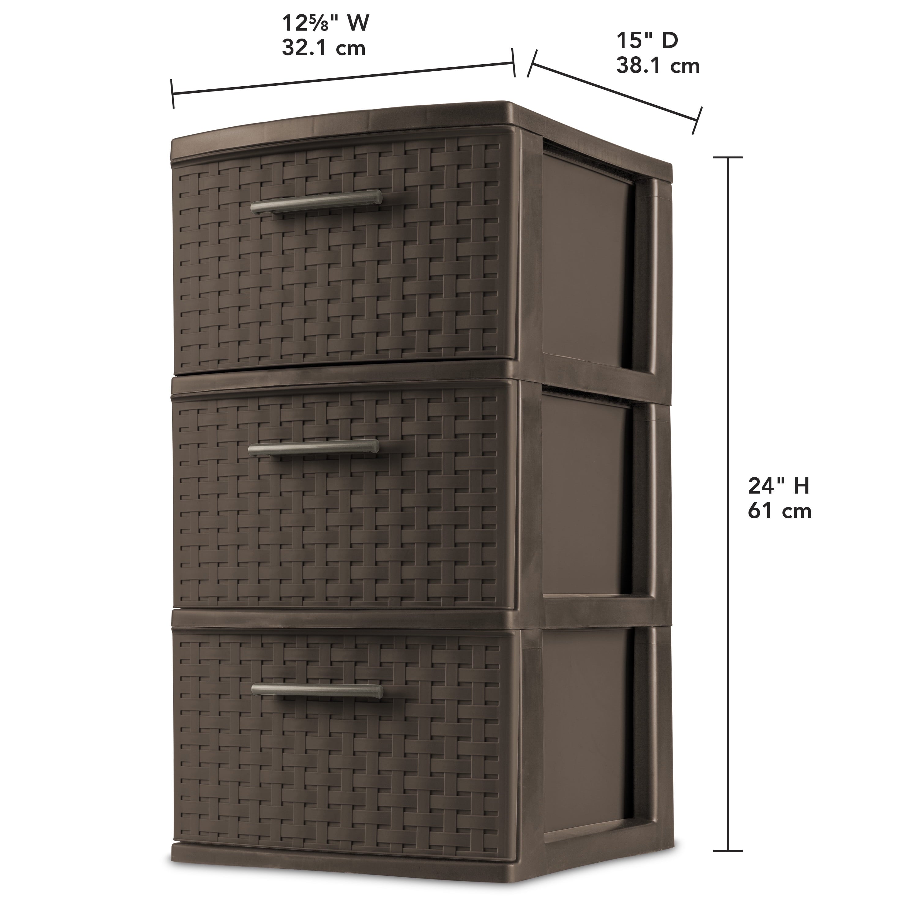 3-Drawer Weave Tower, Espresso - CommunityRateLLC