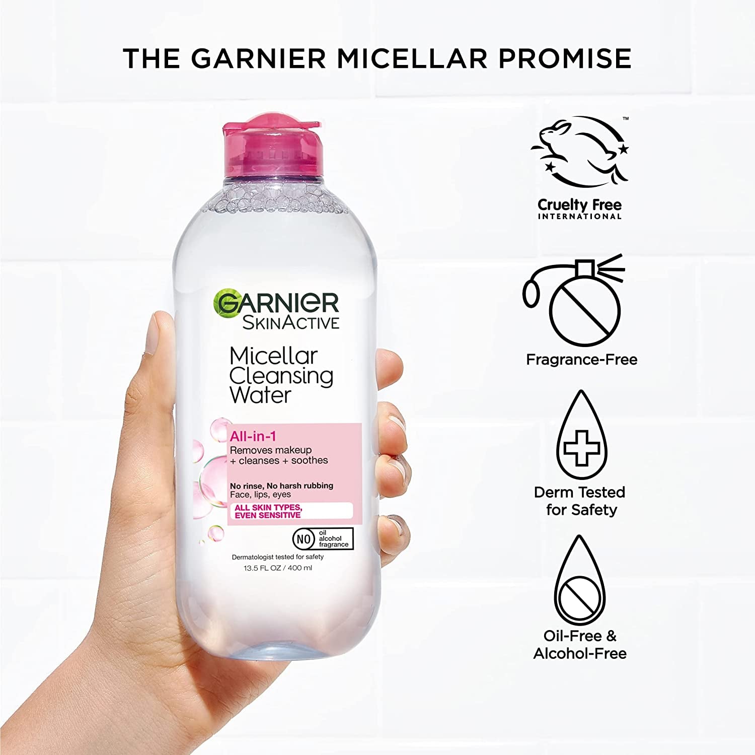 Micellar Water Hydrating Facial Cleanser and Makeup Remover for Sensitive Skin, Vegan and Cruelty-Free, 13.5 Fl Oz (400 mL) - CommunityRateLLC