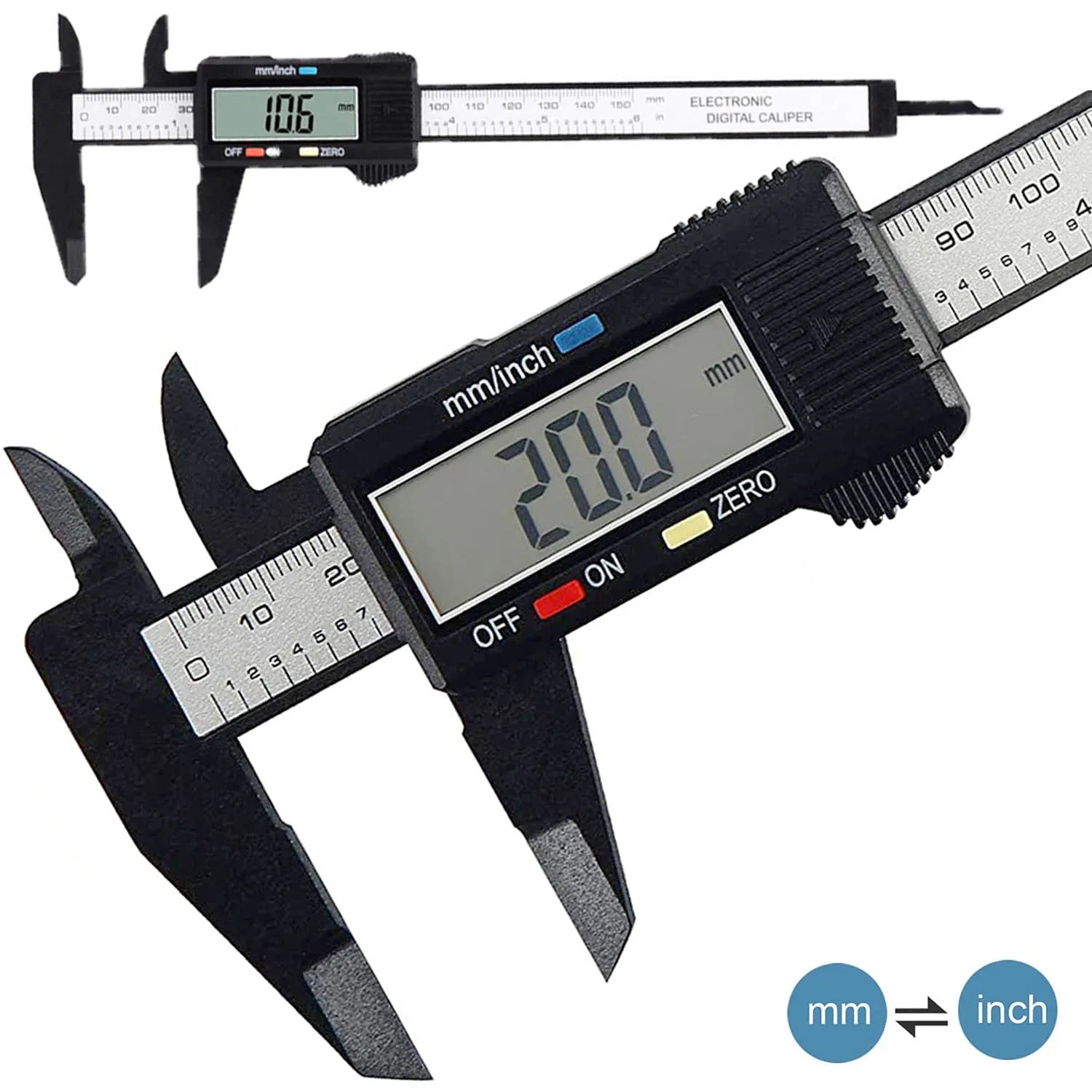 150mm x 100mm Electronic Digital Caliper with Carbon Fiber Dial - Precision Vernier Gauge and Measuring Tool