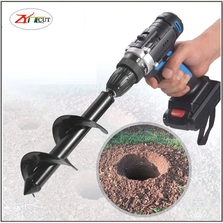 Drillforce Spiral Drill Bit for Garden Planters - Hex Shaft Auger Tool for Flower Bulb and Post Hole Digging