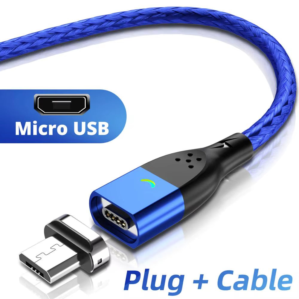 3A USB Magnetic Phone Charger and Data Cable - Fast Charging Type C and Micro USB Magnetic Charging Wire