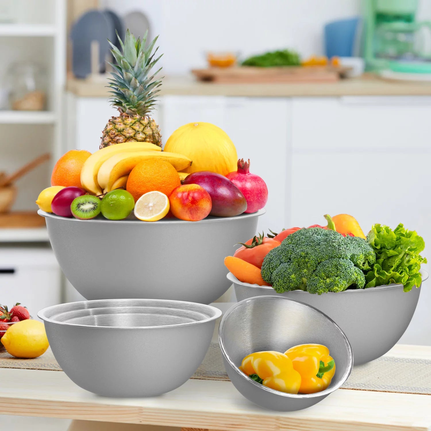 Versatile Stainless Steel Mixing Bowls Set of 6 - Perfect for Prep, Baking, and Serving - Nesting Design in Stylish Gray - CommunityRateLLC