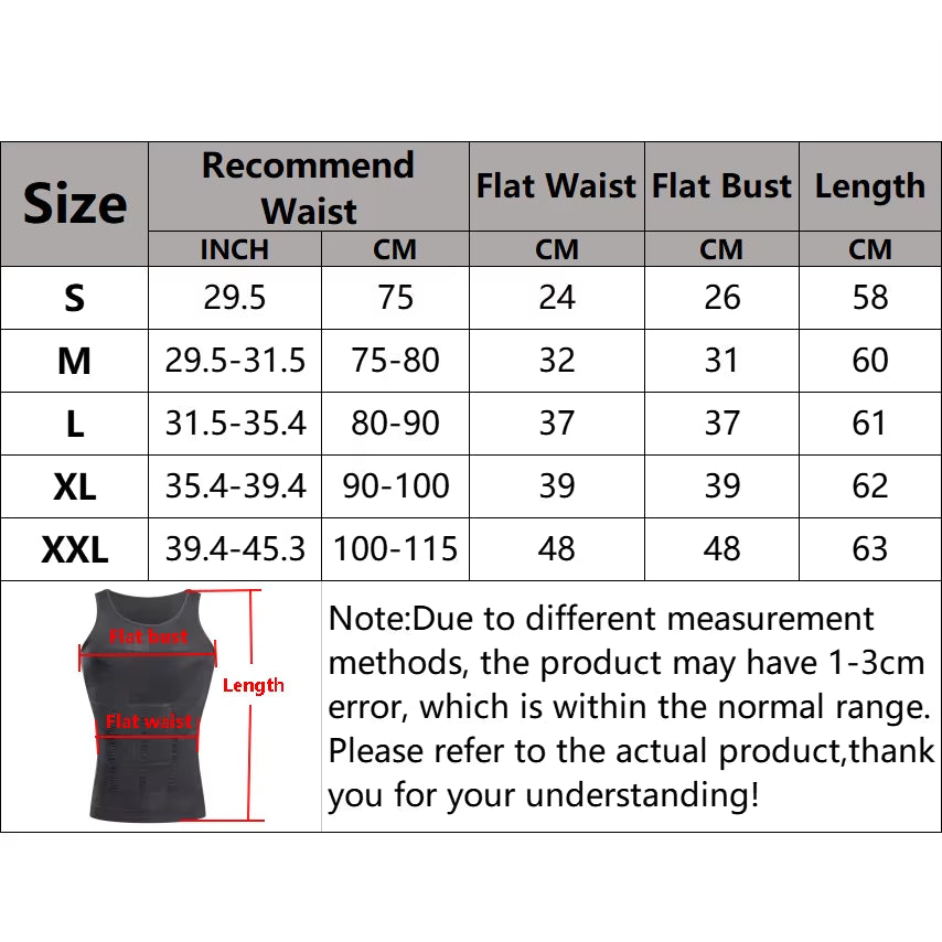 Men's Slimming Vest - Body Shaper Waist Cincher Corset for Tummy Control and Shaping