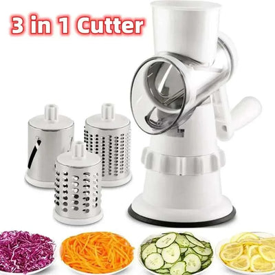3 in 1 manual vegetable slicer grater chopper with round mandolin shredder for kitchen and potato cutting