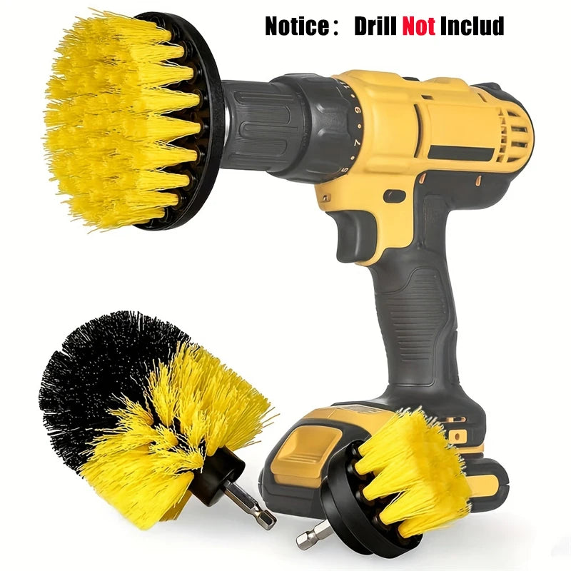 3-Piece Drill Brush Attachment Set for Power Scrubbing Showers, Tubs, Bathroom Tiles, Grout, and Carpets
