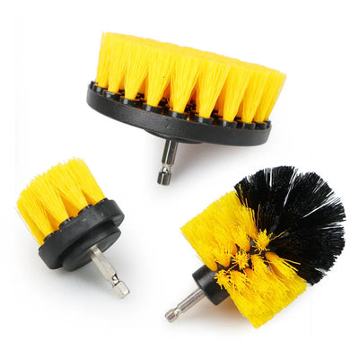 3-Piece Drill Brush Attachment Set for Power Scrubbing Showers, Tubs, Bathroom Tiles, Grout, and Carpets
