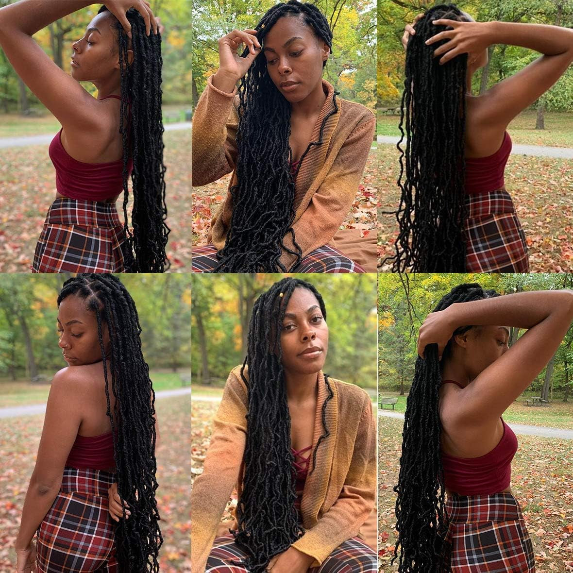 30 Inch New Faux Locs Crochet Hair,6 Packs Pre-Looped Extended Distressed Soft Locs for Black Women, Synthetic Goddess Locs Hair Afro Roots Crochet Locs 1B#.