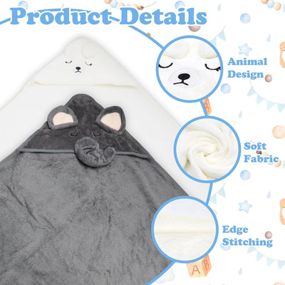 Set of 2 Baby Hooded Towels, 80x80 CM Ultra Soft and Absorbent Bath Towels for Newborns, Includes 30x40 CM Storage Bag, Ideal for Boys and Girls