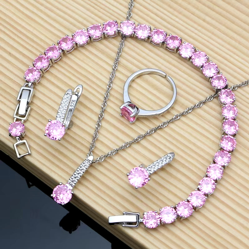 Elegant Silver 925 Jewelry Set with Natural Green Emerald: Earrings, Bracelet, Resizable Ring, and Birthstone Necklace for Fashionable Occasions