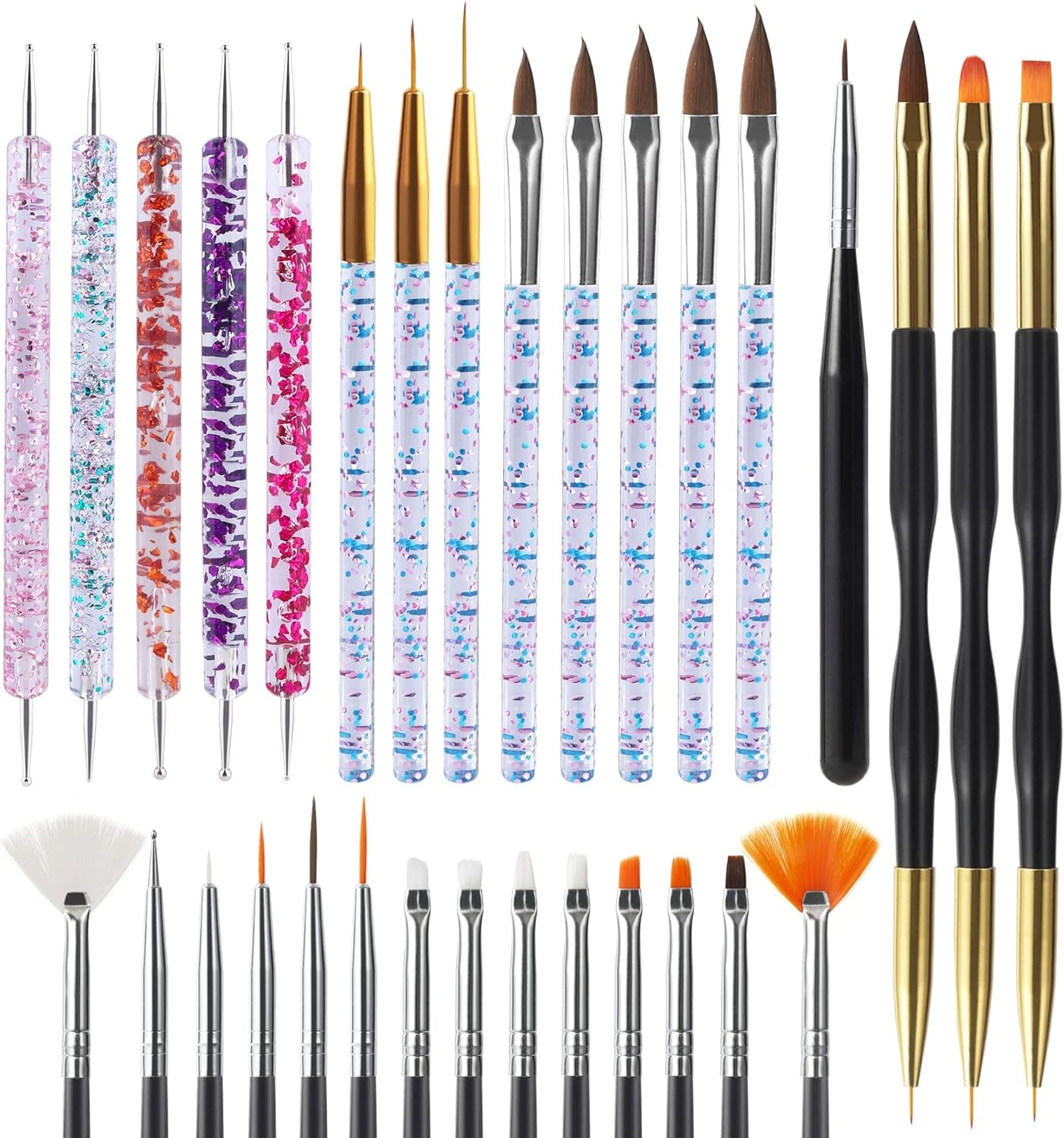 31Pcs Nail Art Brushes,Nail Art Tool Set,Nail Dotting Tools,Nail Dust Brush,Striping Nail Art Brushes for Long Lines,Nail Drawing Pen for Nail Design..