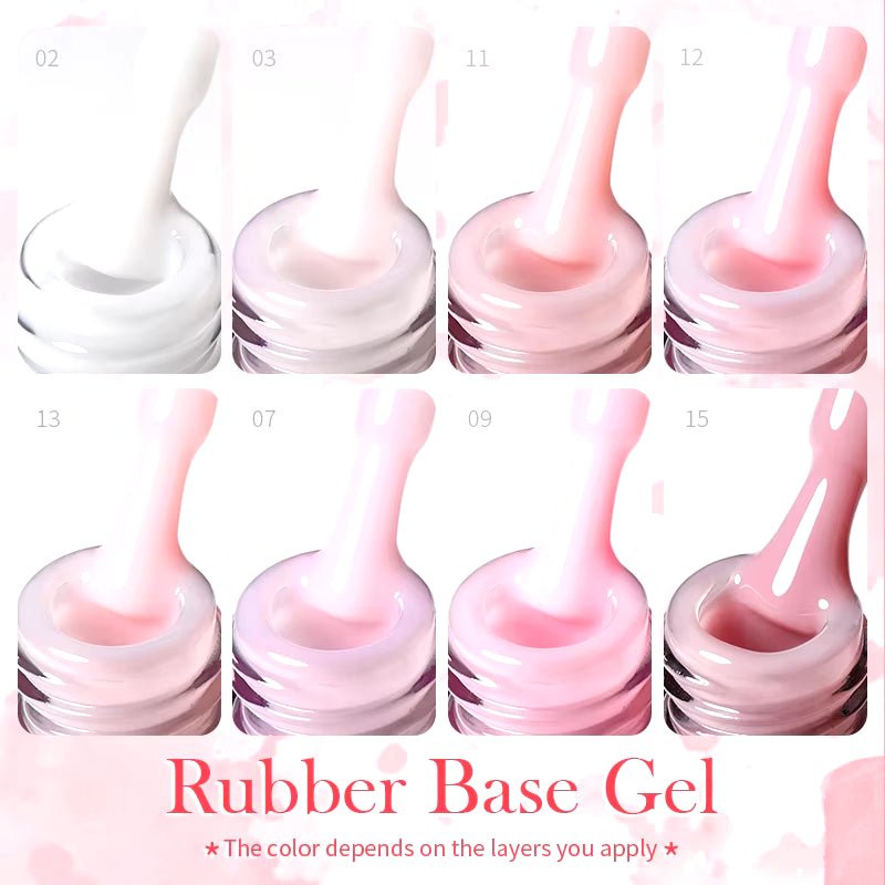 Milky Pink Rubber Base Gel Nail Polish - 15ml Semi-Permanent Glitter Varnish, Soak-Off Self-Leveling UV/LED Gel