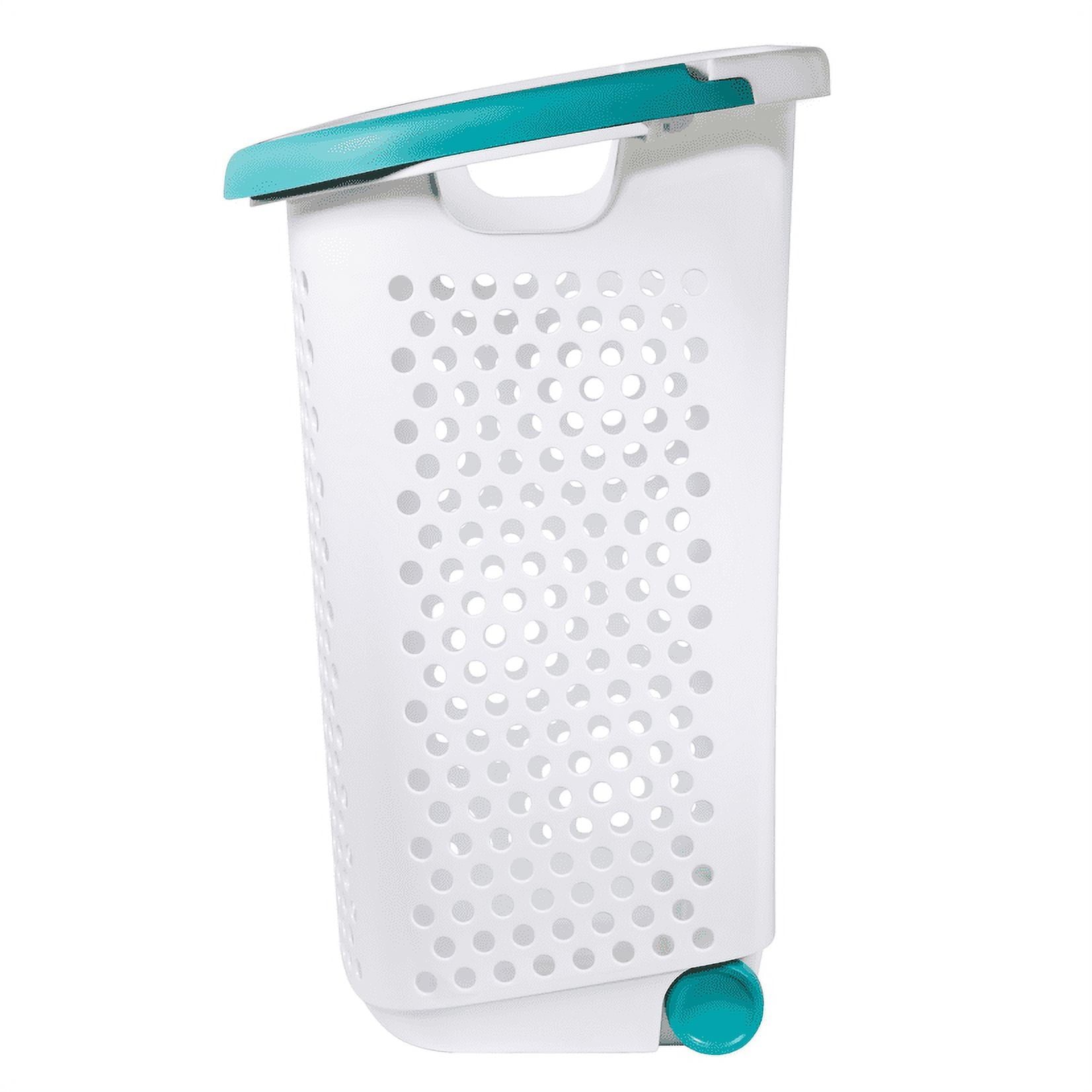 Rolling Plastic Laundry Hamper with Pop-Up Handle - White - Adult / Tween