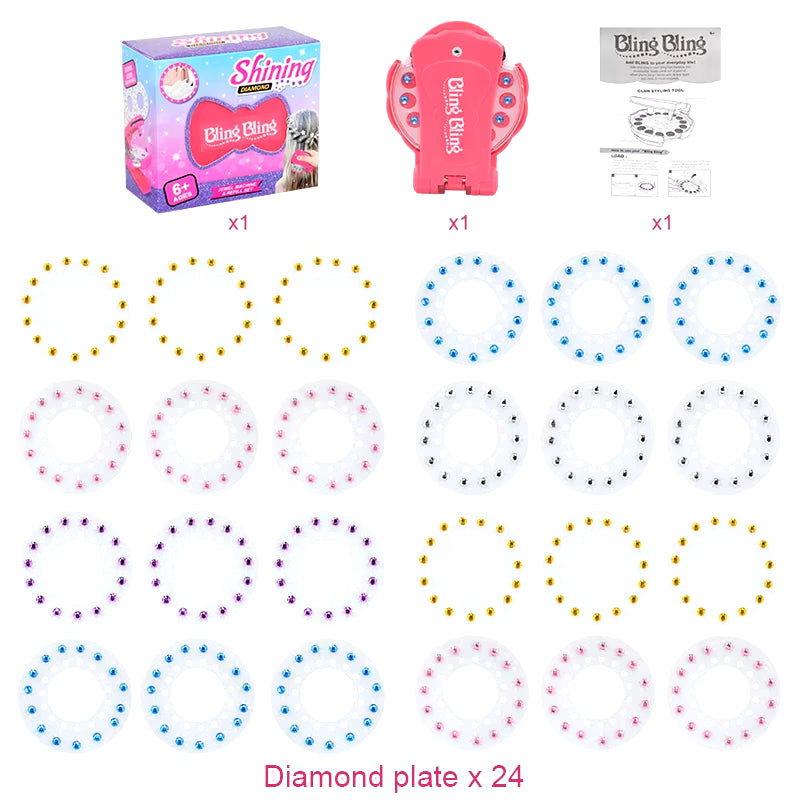 360 Gems Kit Hair Gems Machine Princess Girls Make up Toy Set DIY Crystal Rhinestone Sticker Hair Decoration for Girls Toy Gifts