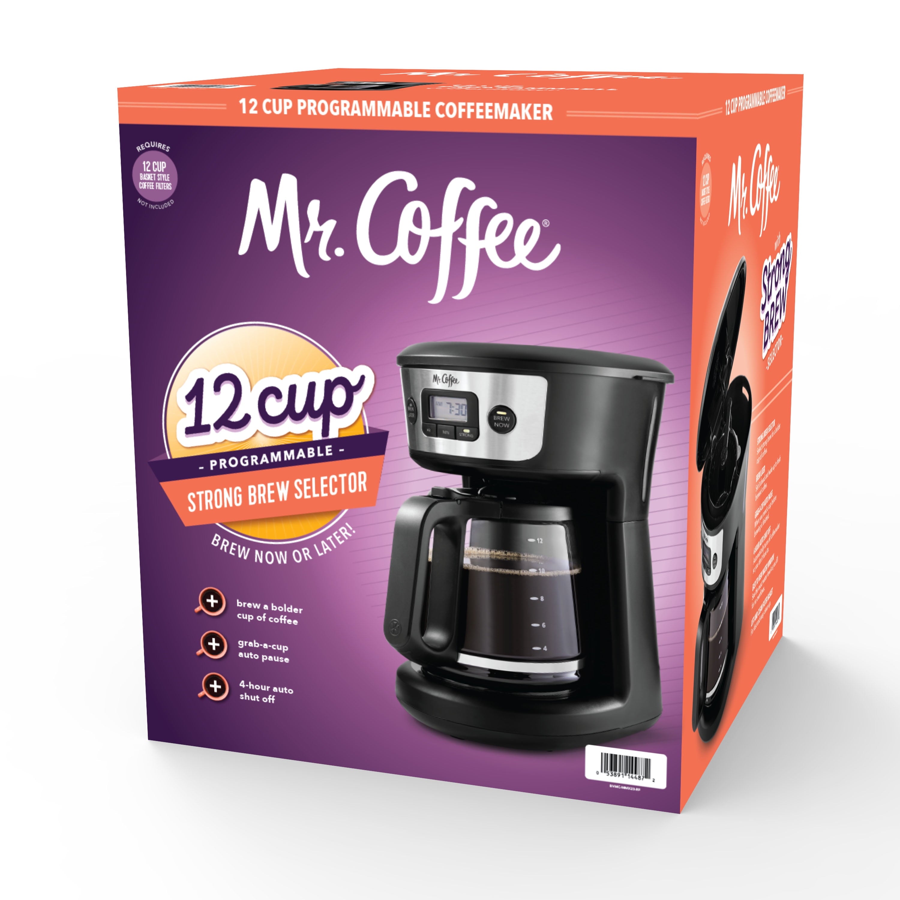 12-Cup Programmable Coffee Maker with Strong Brew and Stainless Steel Finish