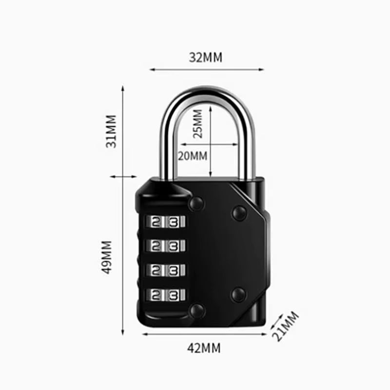 4-Digit Waterproof Padlock for Outdoor Use - Ideal for Doors, Suitcases, Bags, Cabinets, and Windows