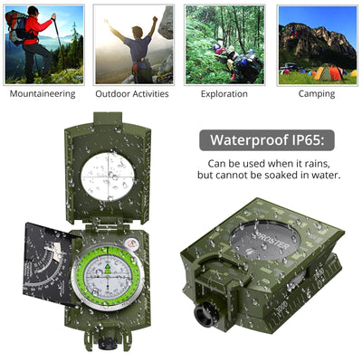 Proster Professional Waterproof Outdoor Camping Compass with Camouflage Design and Sighting Clinometer for Hunting and Hiking Activities
