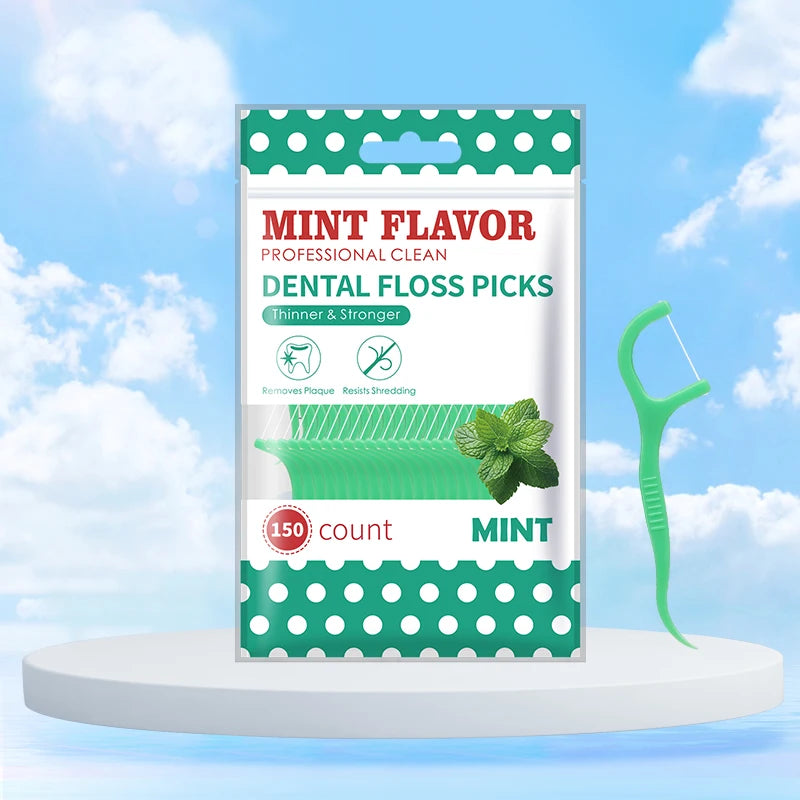 Mint Dental Floss Sticks - Portable Disposable Oral Care for Deep Interdental Cleaning