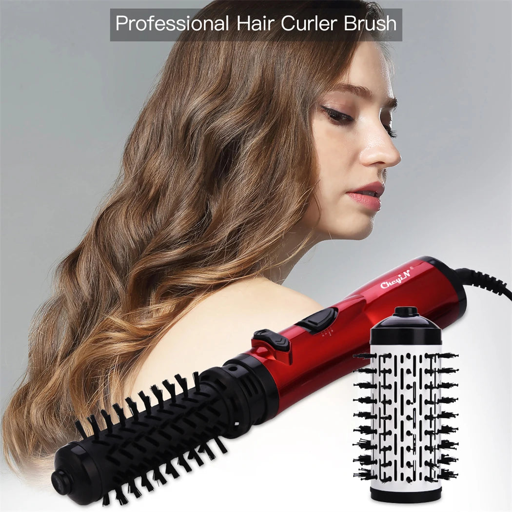 2-in-1 Hot Air Spin Brush Hair Dryer and Volumizer with Auto-Rotating Ionic Technology for Curling and Straightening