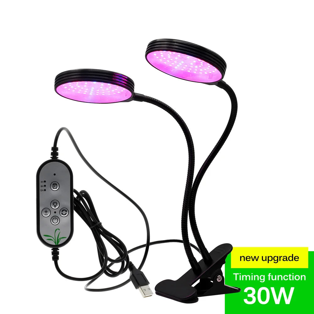 DC5V Full Spectrum LED Grow Light with 360-Degree Flexible Clip and USB Power Supply for Desktop Plant Growth