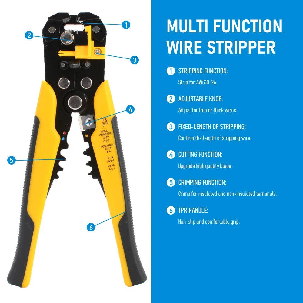 Adjustable Automatic Wire Stripper and Crimping Pliers - Multifunctional Terminal Hand Tool