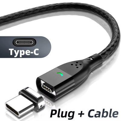 3A USB Magnetic Phone Charger and Data Cable - Fast Charging Type C and Micro USB Magnetic Charging Wire