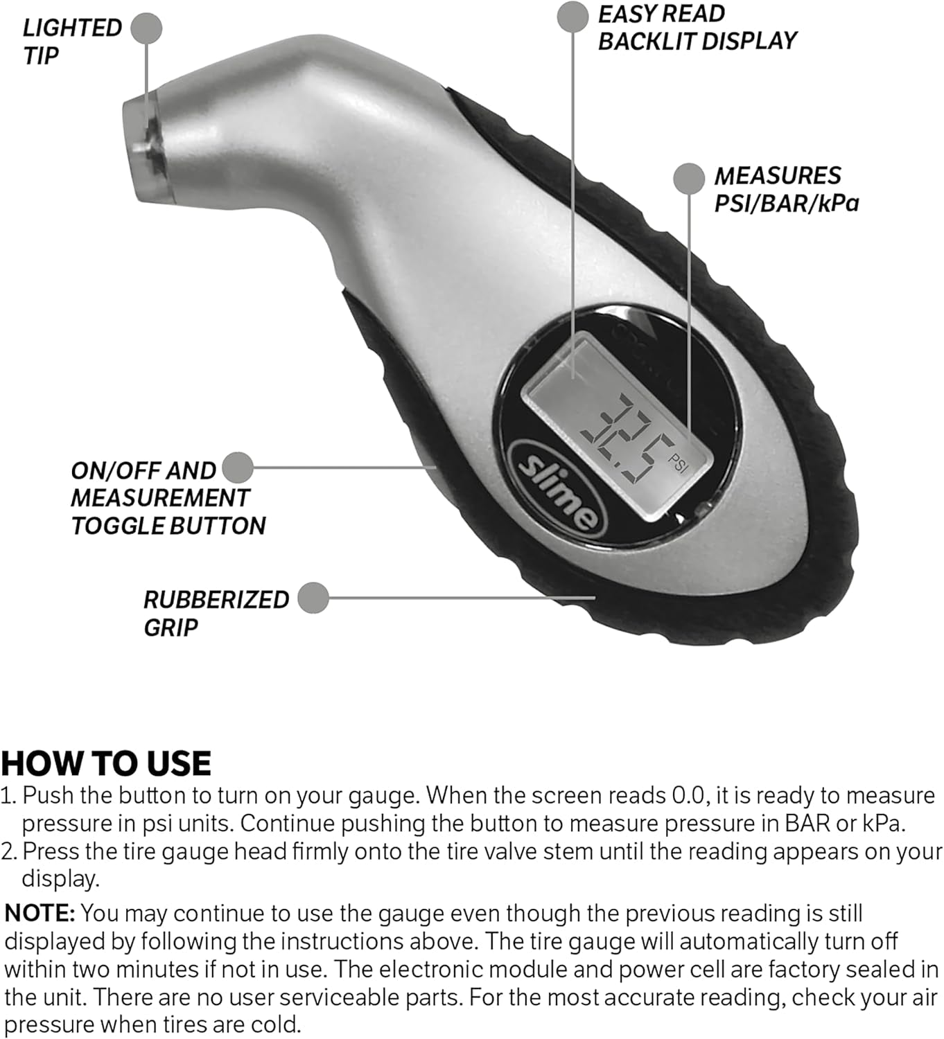 20017 Digital Tire Gauge 5-150 PSI with Lighted Tip