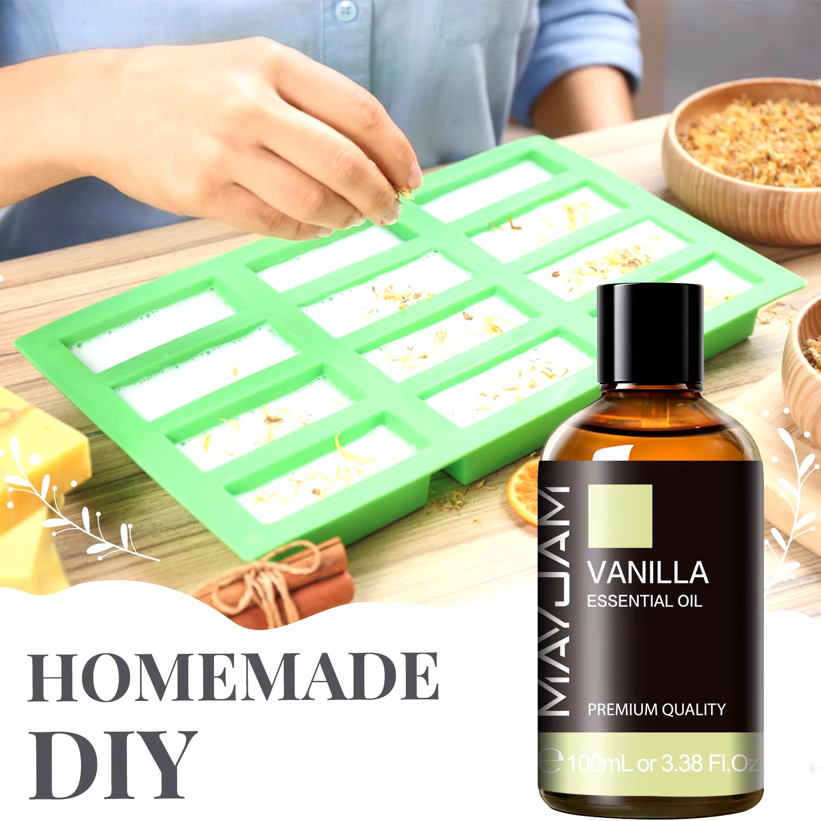 100ML Essential Oil with Dropper - Sandalwood, Lavender, Eucalyptus, and Vanilla Aromatherapy Oil for Humidifiers and Candle Burners