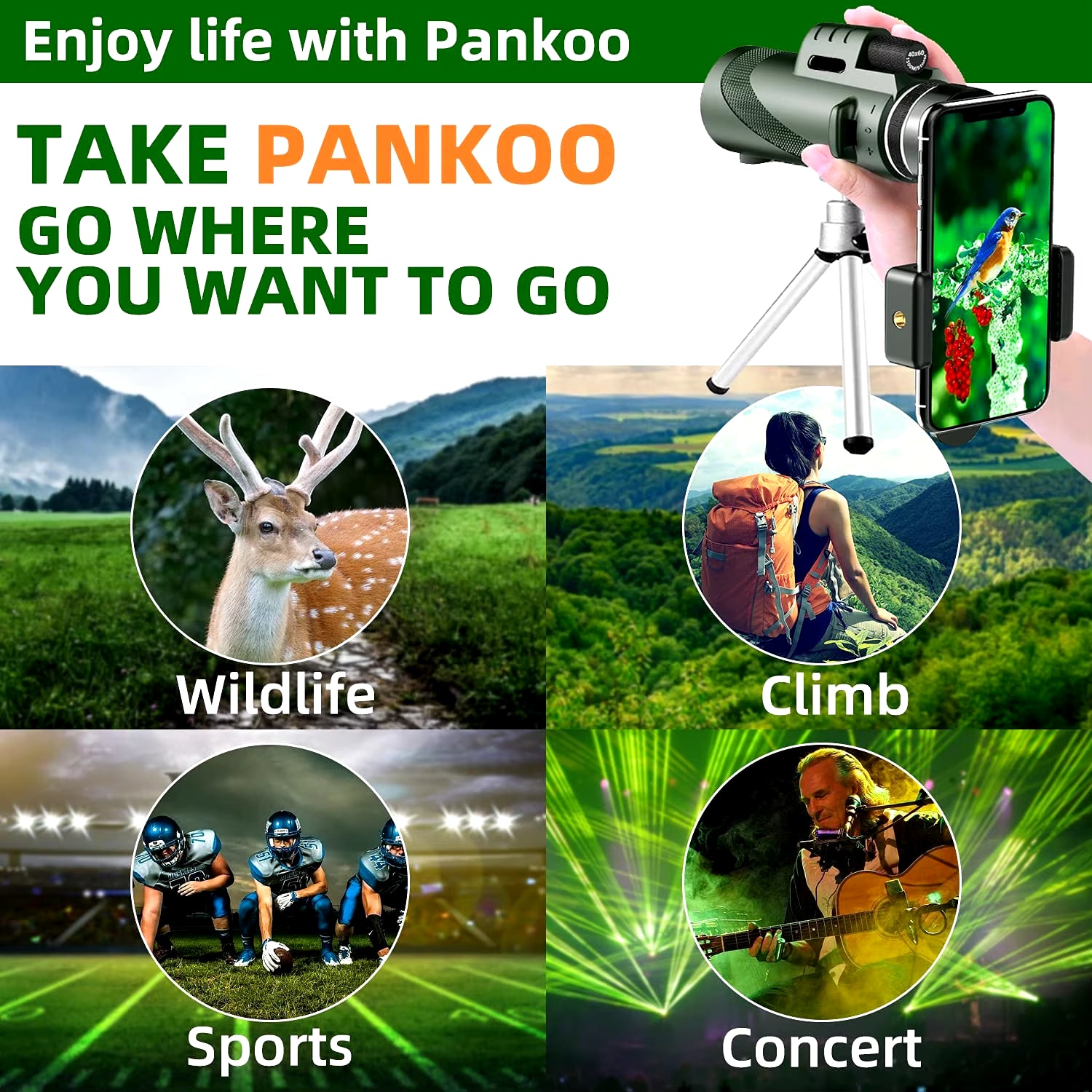 80x100 HD Binoculars with Smartphone Stand and Tripod - High-Power Long-Range Monocular for Camping and Outdoor Tourism