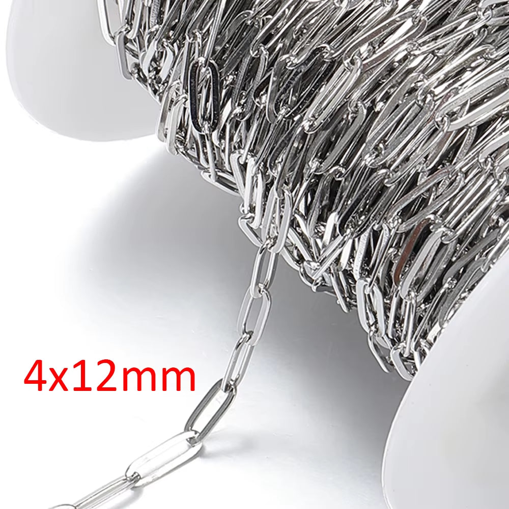 2-Meter No Fade Stainless Steel Chains for Jewelry Making - Gold Beaded Necklace and Bracelet Accessories