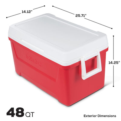 48 QT Laguna Ice Chest Cooler, Red - CommunityRateLLC