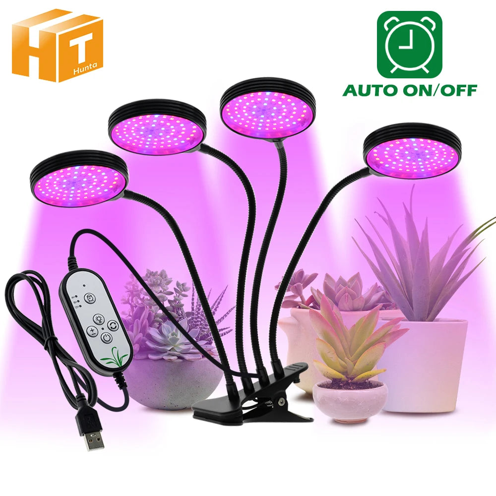 DC5V Full Spectrum LED Grow Light with 360-Degree Flexible Clip and USB Power Supply for Desktop Plant Growth