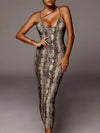 Leopard Print Sleeveless V-Neck Sexy Midi Dress Spring Women Fashion Streetwear Christmas Party Outfits