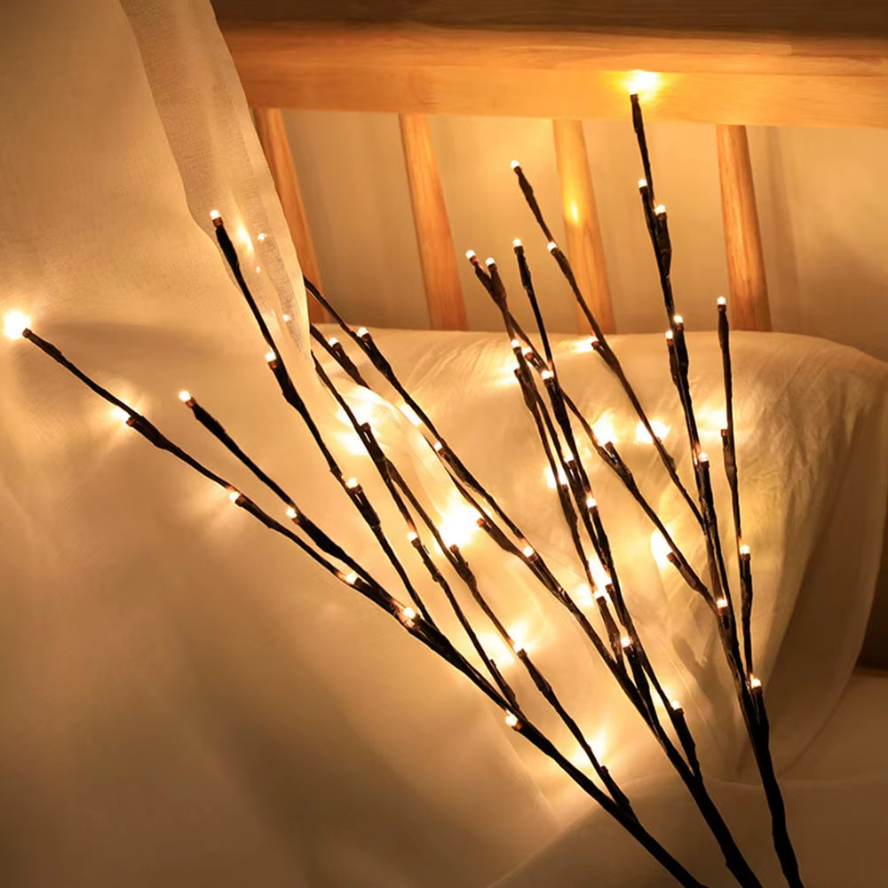 73Cm LED Willow Branch Lamp with 20 Bulbs - Battery-Powered Fairy Lights for Weddings, Parties, and DIY Decor